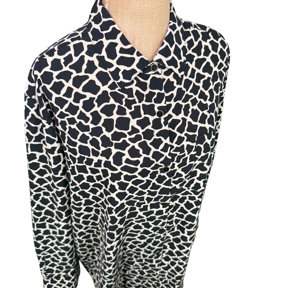 DKNY Donna Karan New York Animal Print‎ Silk Button Down Shirt Long Sleeve M - Picture 5 of 10